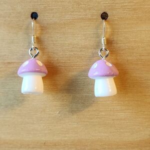 Mushroom Earrings on Sterling Silver French Earwires Nature Fungi